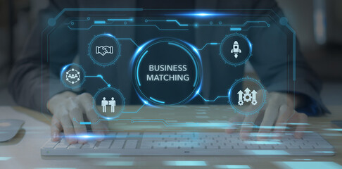 Business matching, business networking concept. Connecting with partners, clients, or investors. Leveraging technology and industry expertise, connectivity, collaboration for sustainable growth.