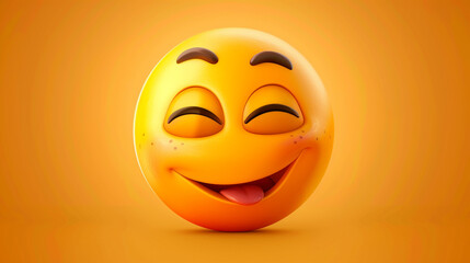 Winking Face Emoticon A winking face emoticon with one eye closed and a mischievous smirk conveying...