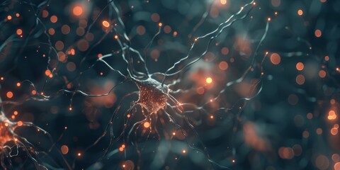 Active Neural Network Synapses Illustration - obrazy, fototapety, plakaty