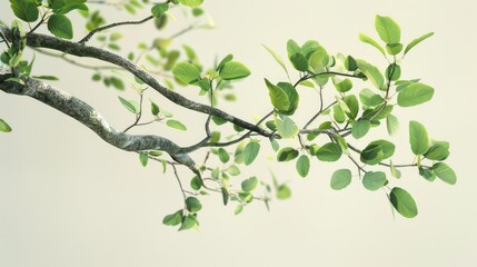 Obraz premium Tree branch with green leaves