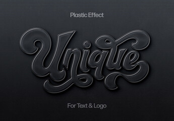 Black Minimalistic Plastic Text And Logo Effect Mockup