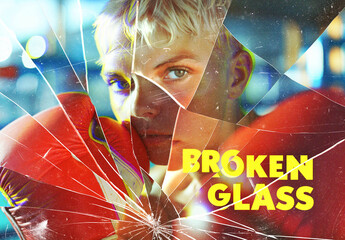 Smashed Glass Pieces Photo Effect Mockup With Generative AI - obrazy, fototapety, plakaty