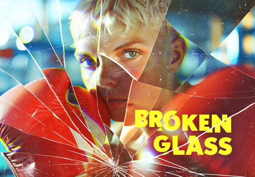 Smashed Glass Pieces Photo Effect Mockup With Generative AI