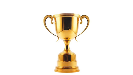 First place gold trophy cup isolated on transparent background. 

