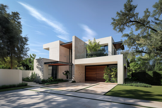 Maison moderne d'architecte ambiance m&eacute;diterran&eacute;e