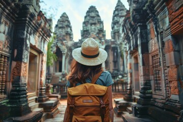 A solitary traveler gazes at the ancient ruins, evoking mystery and the spirit of exploration in the majestic setting