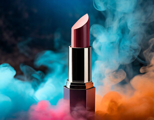 pink red Lipstick make up skincare photograph for product photoshoot isolated smoke