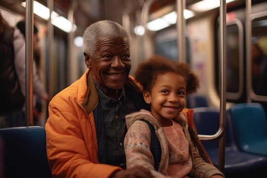 Grandparent and grandchild turn a subway ride into a joyful adventure