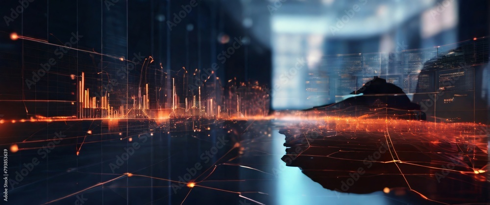 Poster showcase the mesh wire frame hand accuracy and speed of ai technology in data analysis by creating a