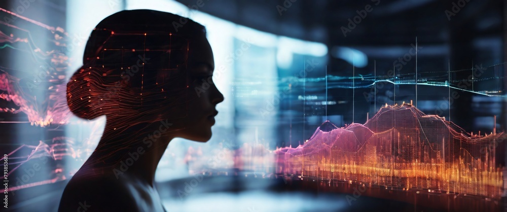 Poster showcase the mesh wire frame hand accuracy and speed of ai technology in data analysis by creating a