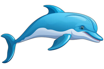 Obraz premium A sleek cartoon dolphin with a joyous expression, gliding gracefully through the water. Generative AI