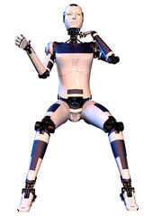 3D Rendering Female Robot on White