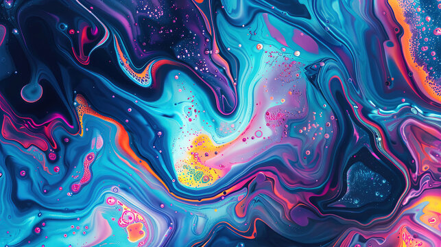 Vibrant abstract art background with fluorescent swirls in Art Language style