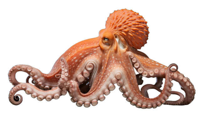 Octopus isolated on transparent background.