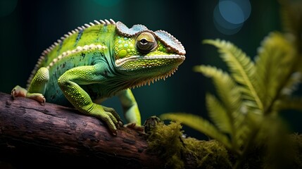 Obraz premium Green Lizard in its Natural Habitat: Stunning Jungle