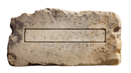 Blank old stone sign post with empty copyspace on transparent background.