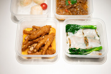 dim sum in takeout containers