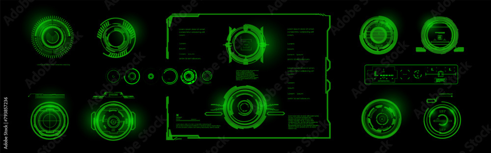 Poster modern navigation systems. homing sights and targets. hud interface of modern electronic aiming syst