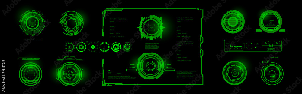 Poster modern navigation systems. homing sights and targets. hud interface of modern electronic aiming syst