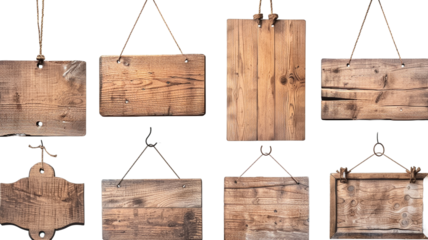 Wooden board, old wood set isolated on transaprent background.

