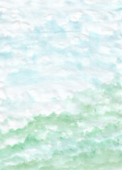 Watercolor painting nature background of mountain with blue sky and  trees on paper. landscape. illustration for spring or autumn and tropical concept. copy space. Hand painted texture style. vertical