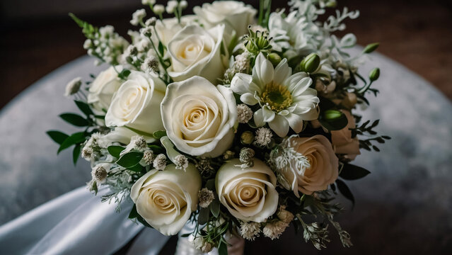 a bunch of white roses







