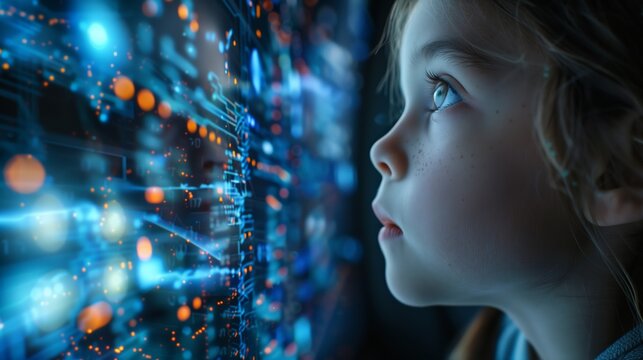 Young child learning how to code