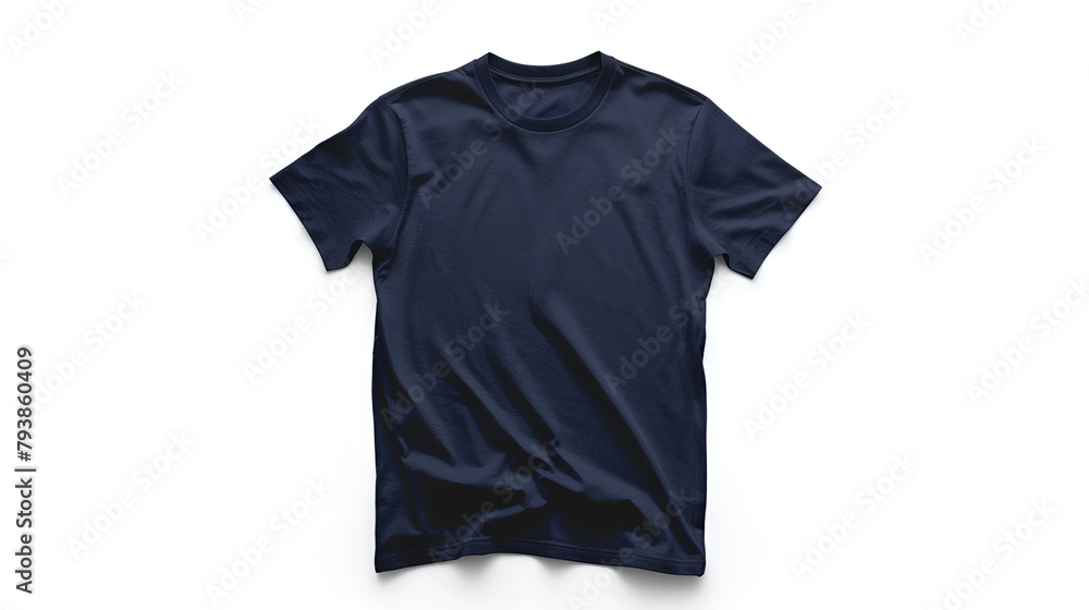 Wall mural Dark blue tshirt template ready for your own graphics,Men's t-shirt isolated on white background,Summer T-Shirt  on White Background - Wall murals