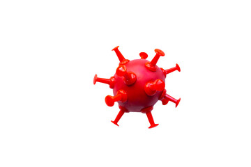 Red model virus isolated on white. Covid-19 concept