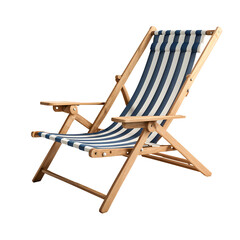 Beach chair, 3D style, isolated on white background, transparent
