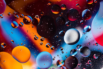 movement of oil bubbles. Fantastic structure of colorful bubbles. Abstract colorful background....
