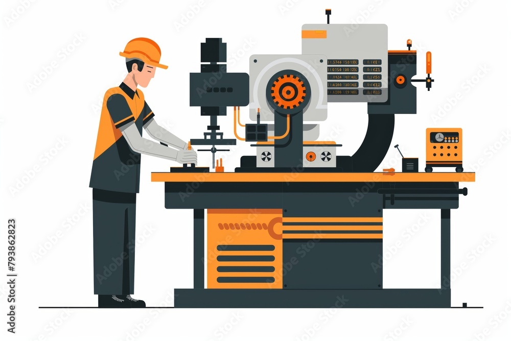Aufkleber technician operates a cnc machine in a modern manufacturing setting