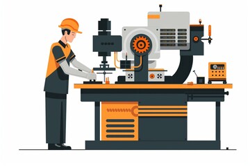 Technician operates a CNC machine in a modern manufacturing setting