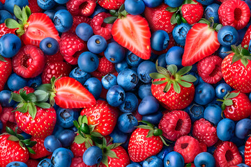 Assorted fresh berries on a white background