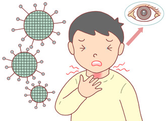 病気・疾病のイラスト - アデノウイルス感染症・咽頭炎・目やに・子供