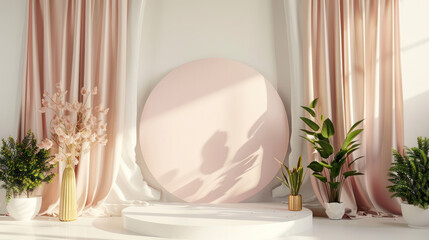  Product Display, Product Mockup, Round soft pink display - 793864888