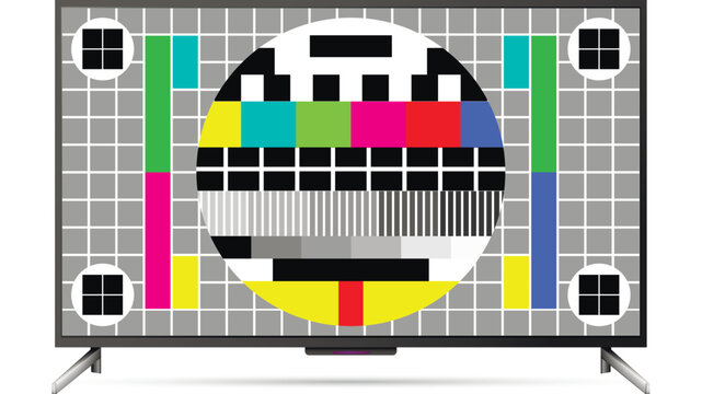 TV with test pattern screen