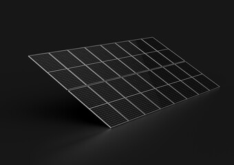 3d Photovoltaic Solar Panel Isolated On Black Background 3d Illustration - obrazy, fototapety, plakaty