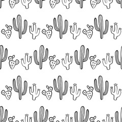 Cactus Seamless Pattern Cacti Doodle Background
