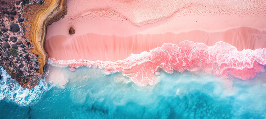 Aerial view of beach and water - Powered by Adobe