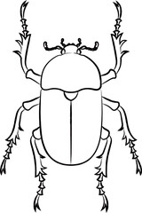 筆書き昆虫単品アイコン　カブトムシ　メス