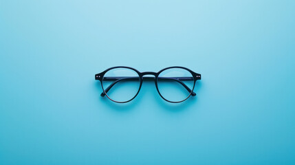 Stylish glasses on blue background