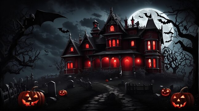 Halloween fantasy poster Haunted house