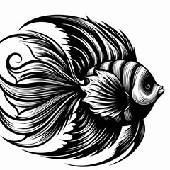 Angelfish silhouette vector illustration White Background