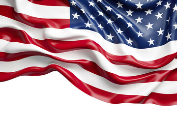 Obraz premium 3D illustration USA America flag on white isolated background PNG