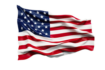 Obraz premium 3D illustration USA America flag on white isolated background PNG