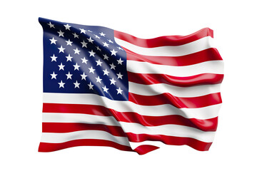 3D illustration USA America flag on white isolated background PNG