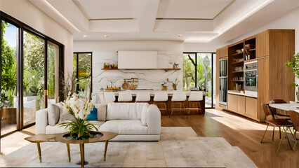 Fototapeta premium Interior design home bedroom living room with luxury sofa and chairs 