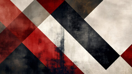 Abstract grunge geometric background with red, grey and black stripes and triangles