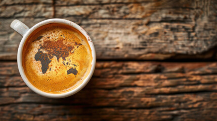 Coffee cup with world map design